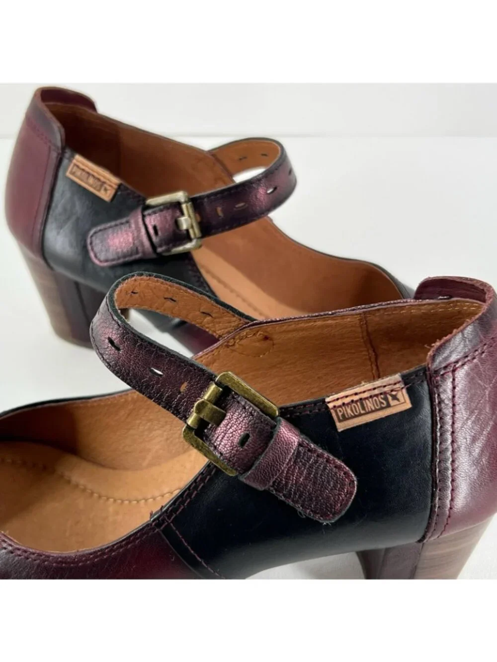Pikolinos Segovia Mary Jane Pumps Womens 41 US 10 Leather Block Heels Burgundy